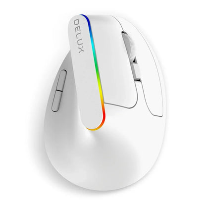 Delux Ergonomic Vertical Mouse Rechargeable Wireless Bluetooth RGB Mouse, 4000 DPI Silent Ergonomic Vertical Mouse for Laptop, PC & Gaming