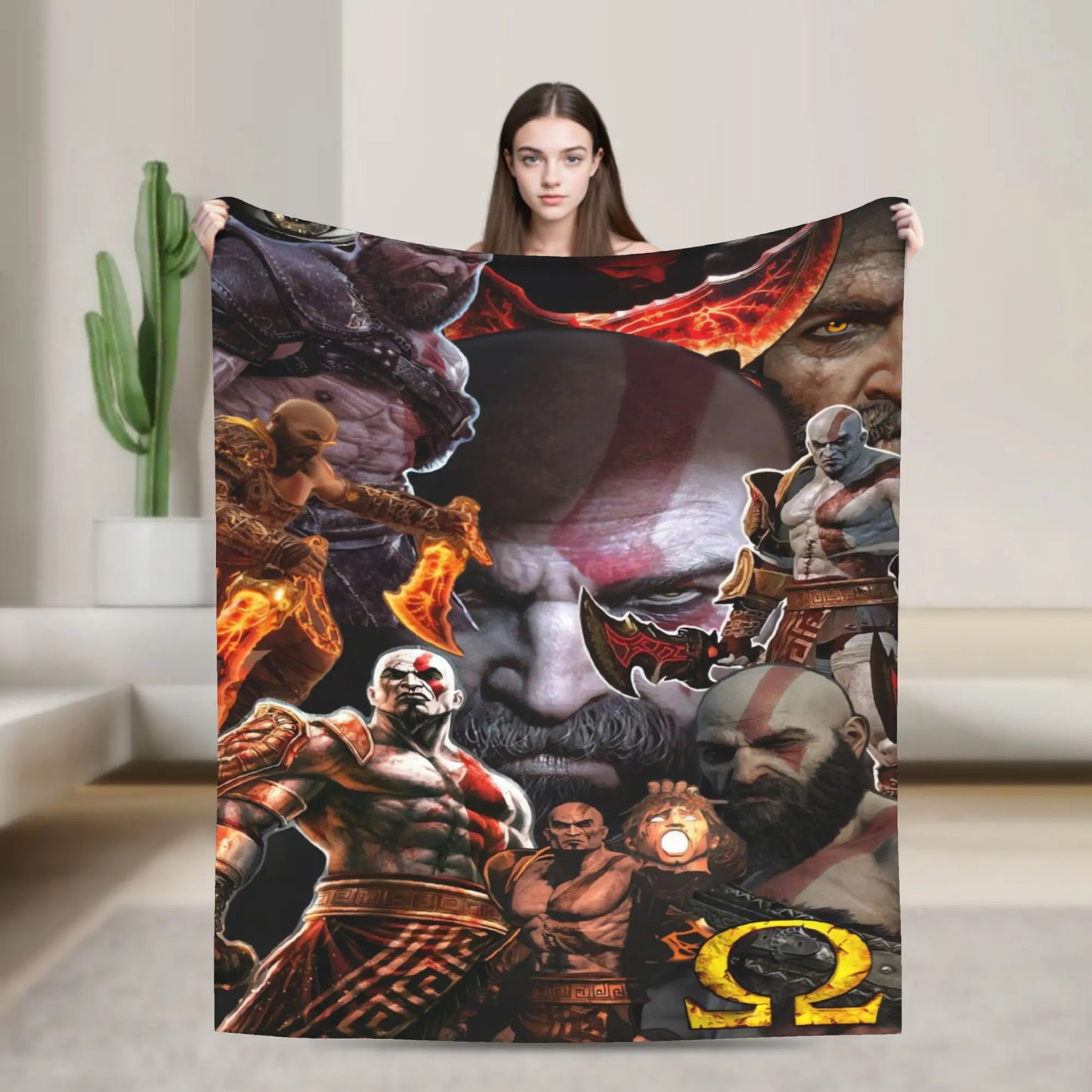 God of War Game Gamers Kratos Blanket  Decorative Flannel Bedding Throws For Couch Chair Sofa Bed Soft Bedspread Gift Idea