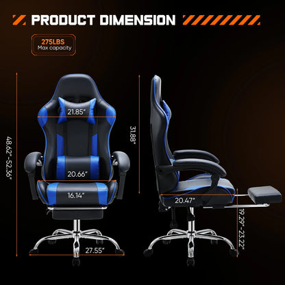 JHK Ergonomic Racing Gaming Chair with Lumbar Support, Adjustable PU Leather Computer Chair, Swivel Office Gaming Chair with Headrest & Armrests