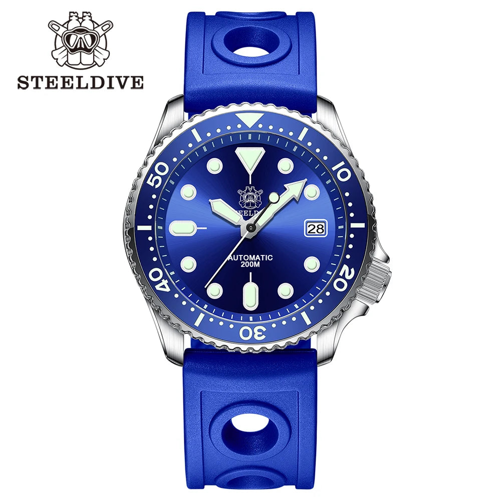 Mechanical Watch For Men STEELDIVE SD1973 Japan NH35 Automatic Movement Ceramic Bezel 200M Waterproof Classic Dive Small Abalone
