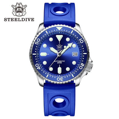 Mechanical Watch For Men STEELDIVE SD1973 Japan NH35 Automatic Movement Ceramic Bezel 200M Waterproof Classic Dive Small Abalone