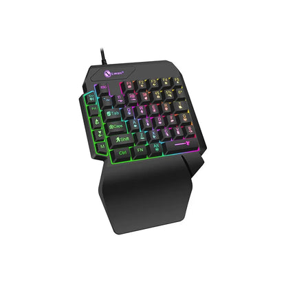 T-WOLF Mechanical One-Handed Gaming Keyboard, Wired RGB Mechanical Gaming Keypad with Ergonomic Wrist Rest, USB Mini Gaming Keyboard for PC & Laptop