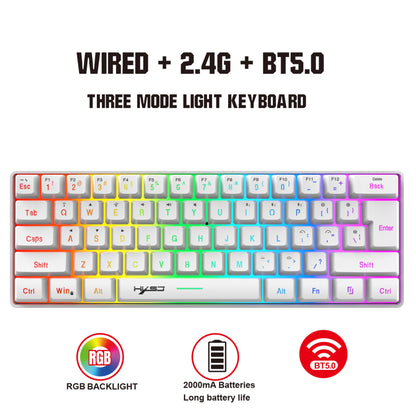 60% Wireless Gaming Keyboard, 61 Keys Triple Mode BT5.0/2.4G/USB-C Wireless Keyboard- RGB Backlit