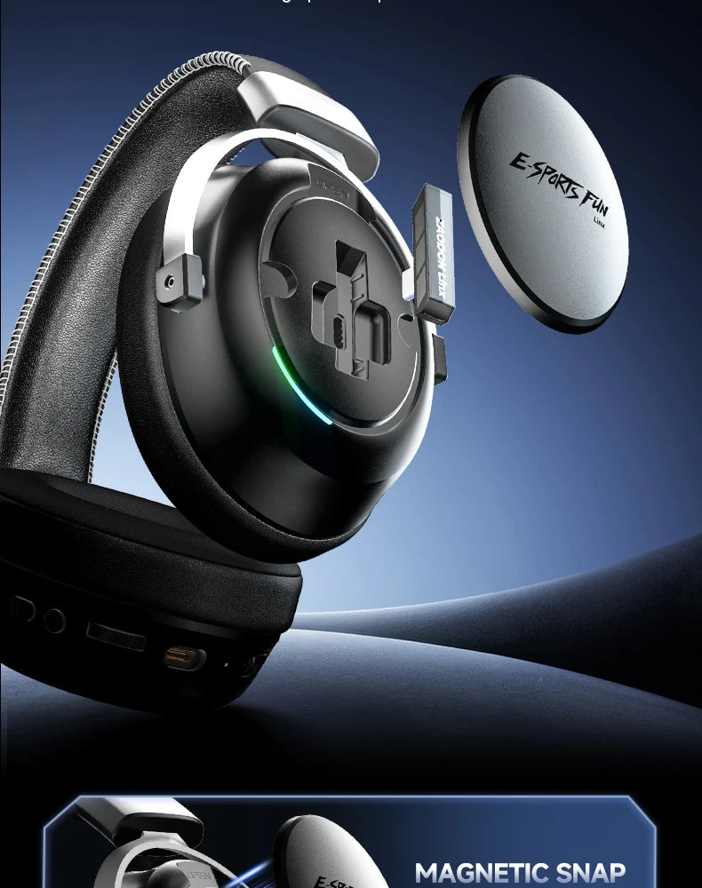 HAAYOT Wireless Gaming Headphones Bluetooth 5.3 with 53mm Titanium Drivers, 7.1 Virtual Surround Sound, Low Latency Gaming Headset for PC PS5 Mobile