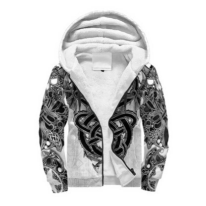 Mjolnir Odin Raven Wolf Tattoo 3D Printed Mens Winter Thicker Zip Hoodie Unisex Casual Hooded Tracksuit Warm Fleece Jacket KD16