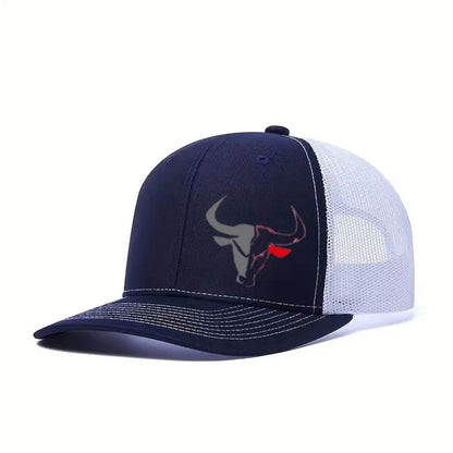 Cappellino da baseball estivo casual con stampa "Bull Head", visiera sportiva hip hop traspirante in rete, cappelli da sole regolabili per uomo e donna