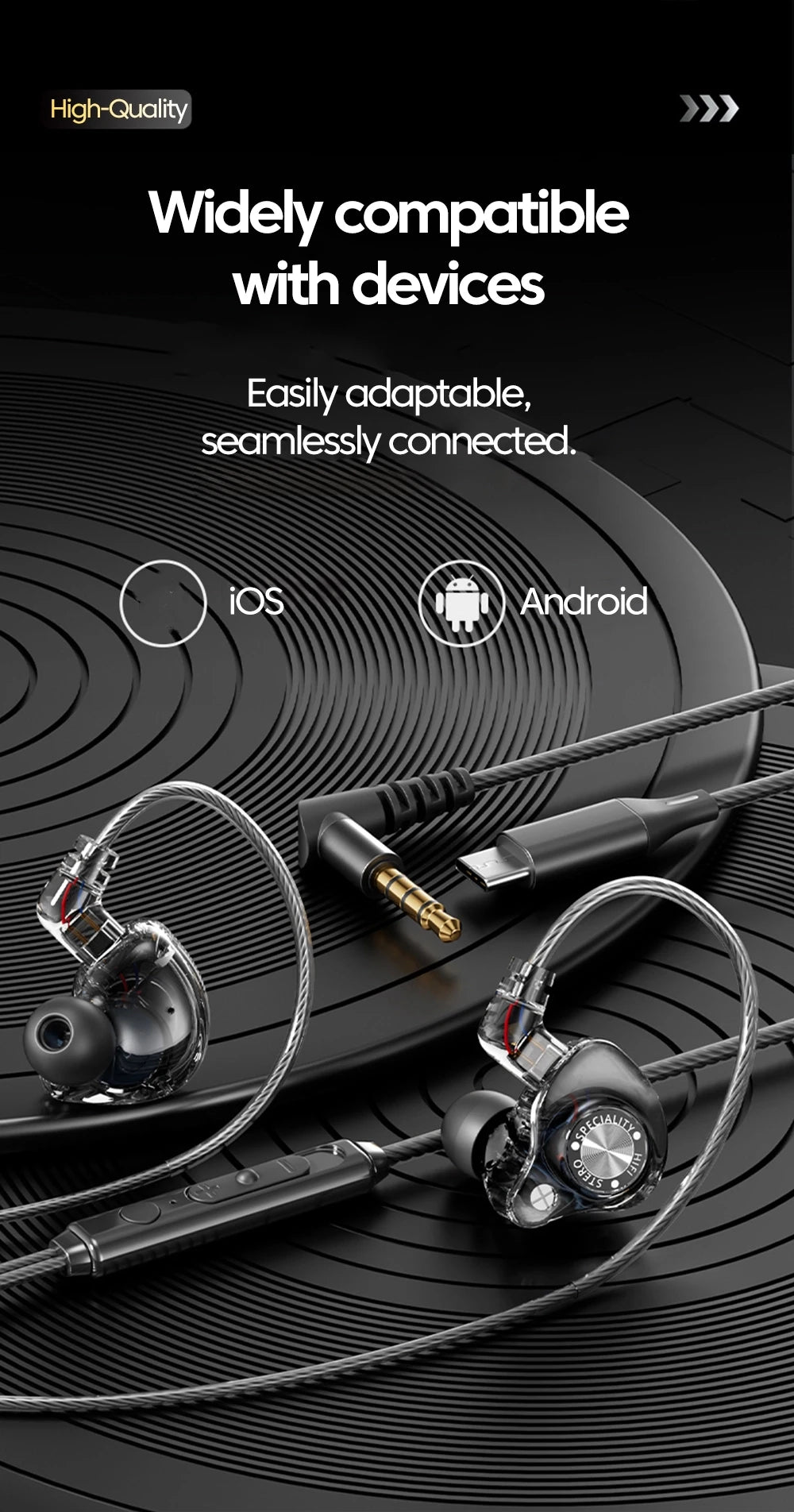 Original 15D Super Bass In-Ear Headphones with Mic – Type-C & 3.5mm AUX Wired Gaming Earphones, Noise Cancelling HiFi Deep Bass Headset for iPhone & Android