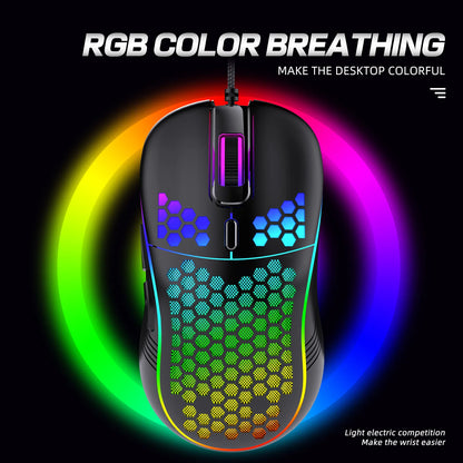 VAORLO USB Wired Gaming Mouse 7200DPI Adjustable Optical Gaming Mouse with RGB Lighting, Ergonomic Mechanical Gaming Mouse for PC, Laptop & Office