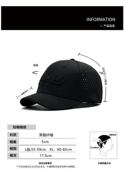 Gorra de béisbol para hombre con cabeza grande, parte trasera cerrada, ala corta de 5 cm, gorras ajustadas de malla, gorras elásticas totalmente cerradas, tallas 56-60 cm y 61-65 cm