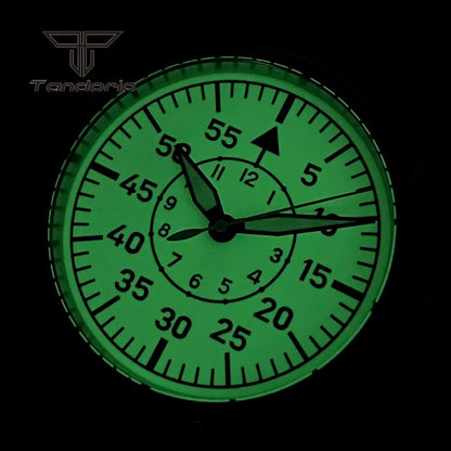 Tandorio Full Luminous Dial 39mm Men's Mechanical Pilot Watch Automatic Miyota 8215 PT5000 Steel Wristwatch AR Sapphire Crystal