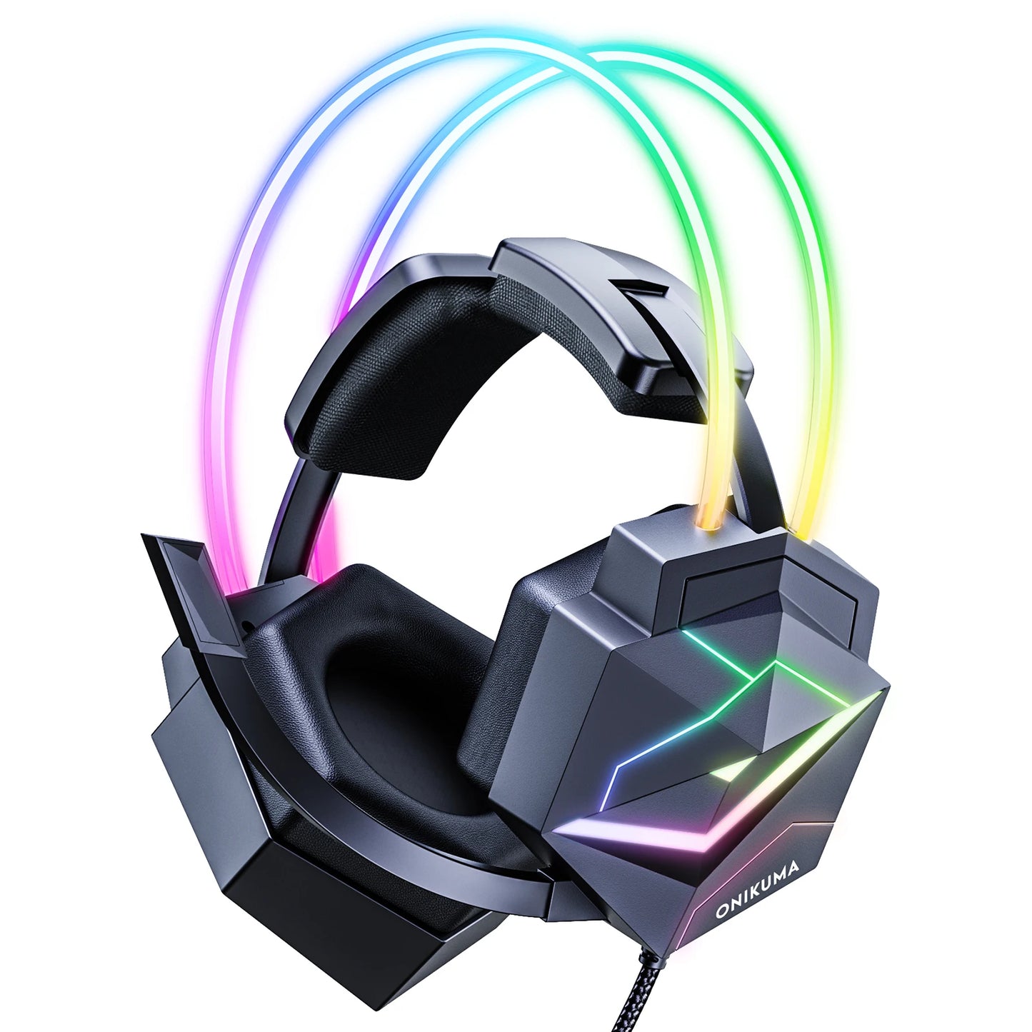 ONIKUMA X20 Gaming Headset RGB Wired Gaming Headphones with Mic, Surround Sound Bass Over-Ear Gaming Headset for PS5, PC, Xbox & Laptop