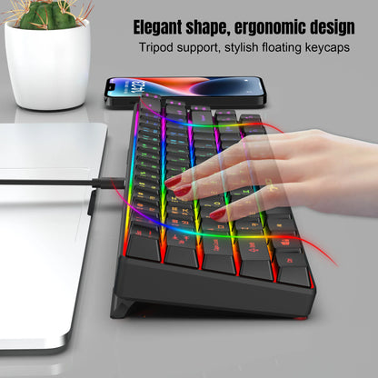 68-Tasten-Gaming-Tastatur, USB-kabelgebunden, tragbar, 20 RGB-Hintergrundbeleuchtungen, koreanische Tastatur für Windows-Laptops und Computer