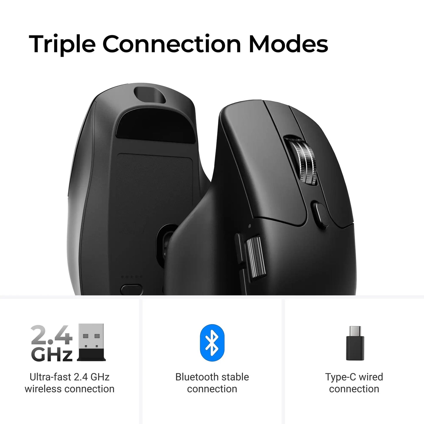 Keychron M6 Wireless Mouse with PixArt 3950 Sensor, 8K Polling Rate, Silent Switches, Dual Scroll Wheels, Bluetooth & 2.4GHz Ergonomic Mouse
