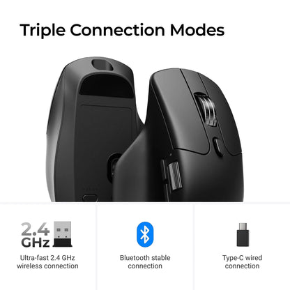Keychron M6 Wireless Mouse with PixArt 3950 Sensor, 8K Polling Rate, Silent Switches, Dual Scroll Wheels, Bluetooth & 2.4GHz Ergonomic Mouse