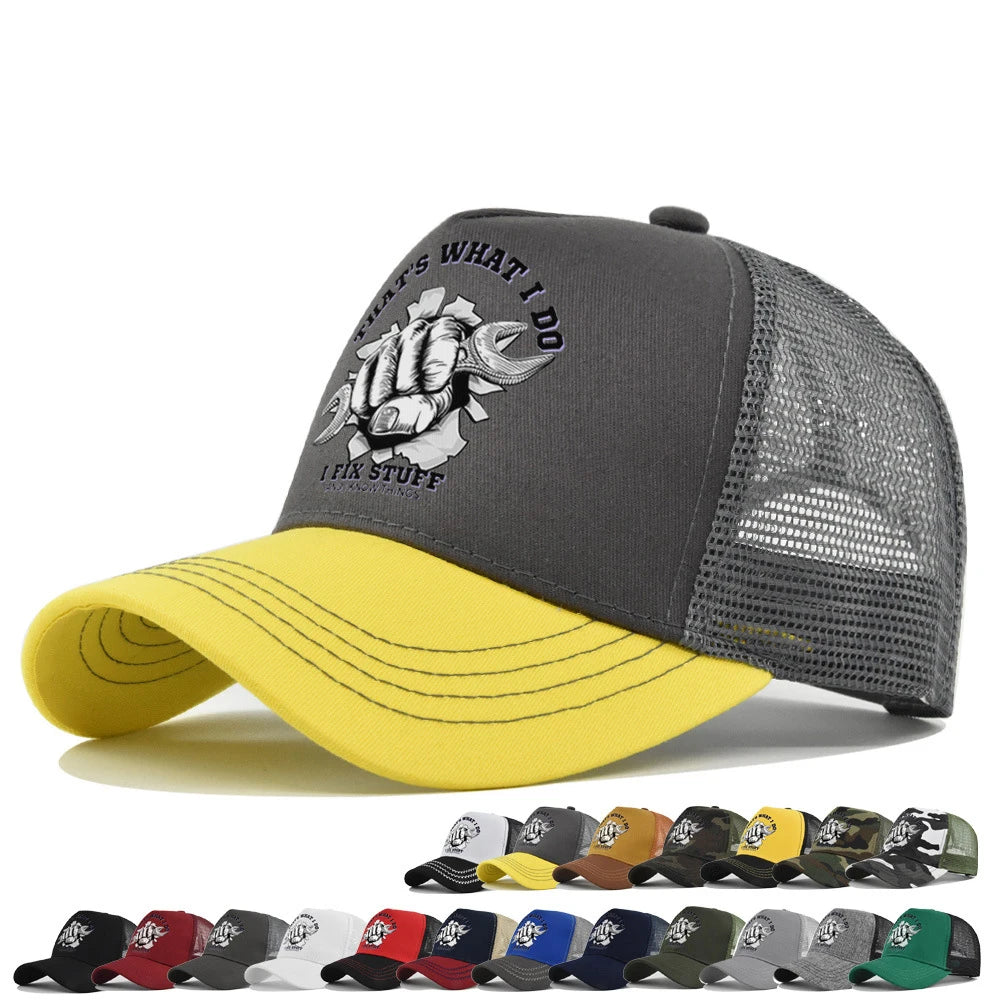 Modebaseballkasket i printet, åndbart net til forår/sommer – Gorras med personligt logo til mænd, kvinder og par – Visirhat, casquette