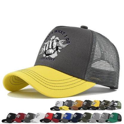 Modebaseballkasket i printet, åndbart net til forår/sommer – Gorras med personligt logo til mænd, kvinder og par – Visirhat, casquette