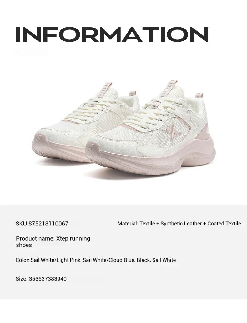 XTEP Running Shoes For Women 2025 Summer New Elastic Comfortable Wear-Resistant Training Professional Sports Shoes 875218110067
