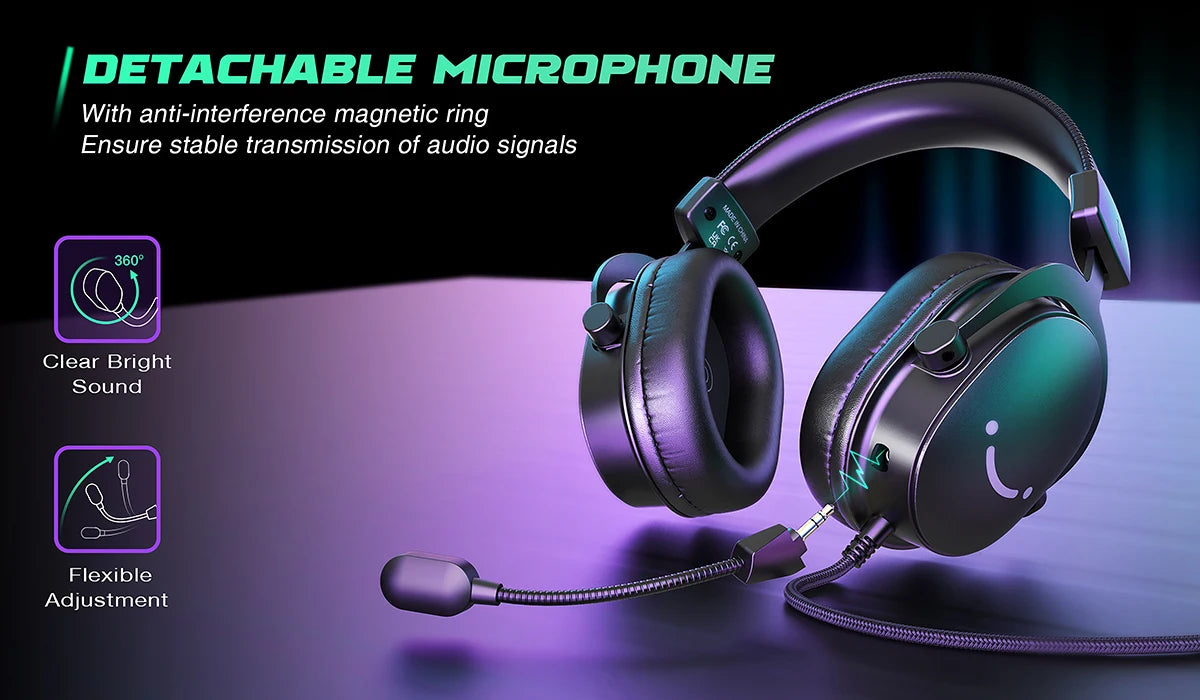 FIFINE Headset,3.5 mm jack&USB Headphone with 7.1 Surround Sound/volum control/Mute switch for PC/MAC/PS4/PS5 Mixer-H9