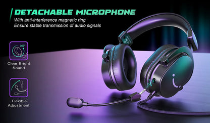 FIFINE Headset,3.5 mm jack&USB Headphone with 7.1 Surround Sound/volum control/Mute switch for PC/MAC/PS4/PS5 Mixer-H9