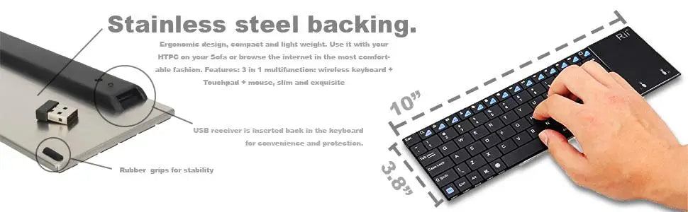 Russische, spanische, englische und französische kabellose Tastatur Rii K12+/i12+ Mini-Tastatur mit Touchpad-Maus für Android, Laptop, PC und TV-Box