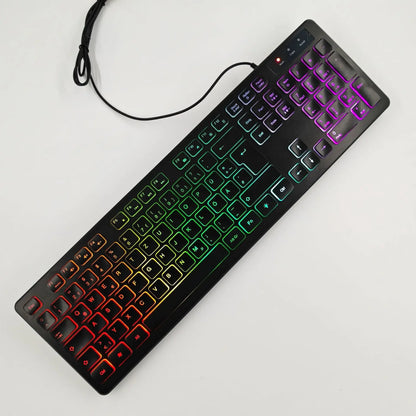 FUYUMY RGB Wired Gaming Keyboard USB Computer Gaming Keyboard with 104 Keys, Backlit Ergonomic Gaming Keyboard for PC, Laptop, Office & Home