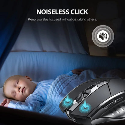 INPHIC A1 Bluetooth Wireless Mouse Rechargeable Tri-Mode 2.4G Optical Mouse for Laptop, Mac, PC, Tablet & Mobile with 1600 DPI