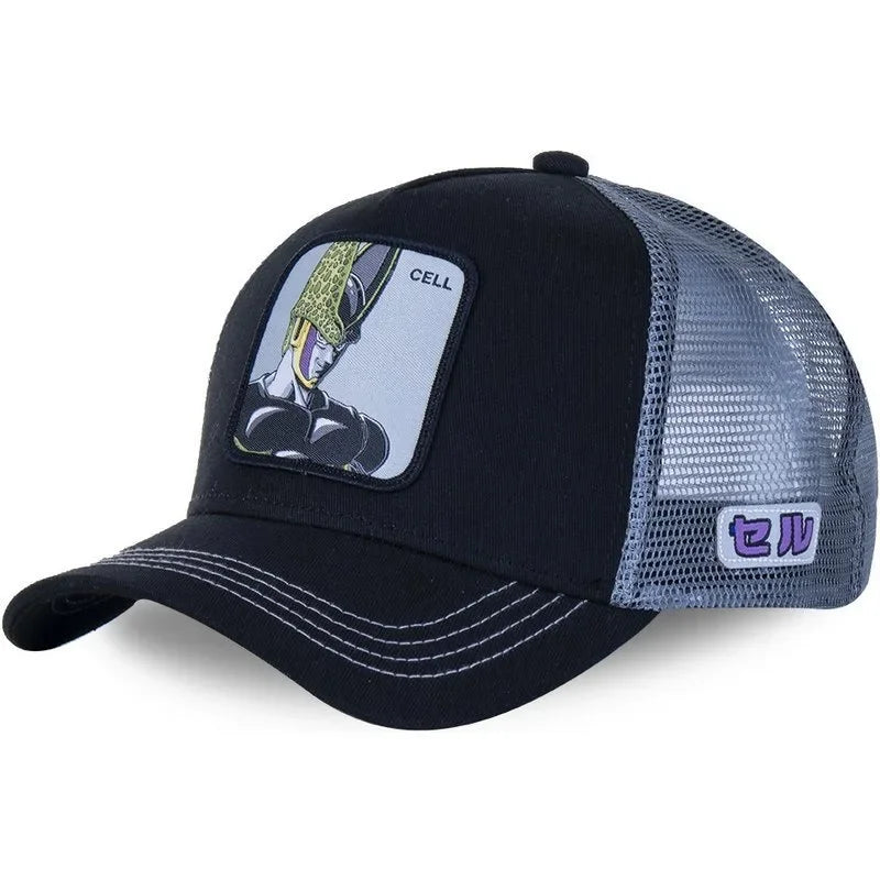Cappellino da viaggio estivo Dragon Ball Buu Goku per uomo, con visiera, ricamo, stile hip-hop, visiera parasole, regolabile, in rete, tipo "trucker"