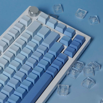 Side Print Keycaps 134 Key Cherry Profile White Blue Gradient PBT Keyboard Key Caps Gamer Mechanical keyboard AULA f75 Wooting