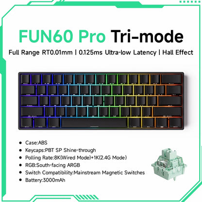 Akko MonsGeek FUN60 Magnetic Switch Mechanical Keyboard 60% Gaming Keyboard with Rapid Trigger 0.01mm, 8K Polling Rate, ARGB, Custom Mechanical Keyboard