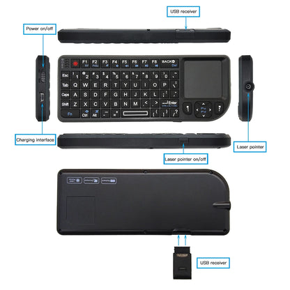 A8 Mini Wireless Keyboard 2.4G 7 Color Backlit 3 in1 Handheld Keyboard with Touchpad Air Mouse for Android TV Box PC Tablet