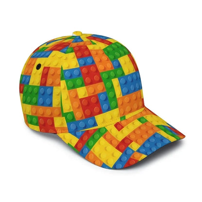 Cappellino da baseball per bambini con stampa a blocchi colorati, cappellino da sole unisex con protezione UV, casual, per gli amanti dei giochi all’aperto, cappellino alla moda per papà
