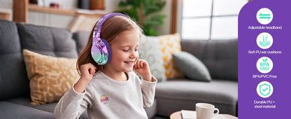 Gradient Kids Bluetooth Headphones Over Ear Girls Wireless Headphones With Mic Foldable Lightweight Headset Forfor School Travel