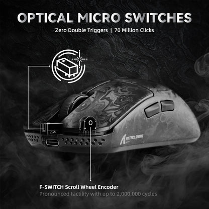 Mouse de gaming wireless ATTACK SHARK R11 ULTRA din fibră de carbon, 8000Hz, PAW3950MAX, 42000DPI, greutate redusă 49g, 20000FPS, Nordic 52840