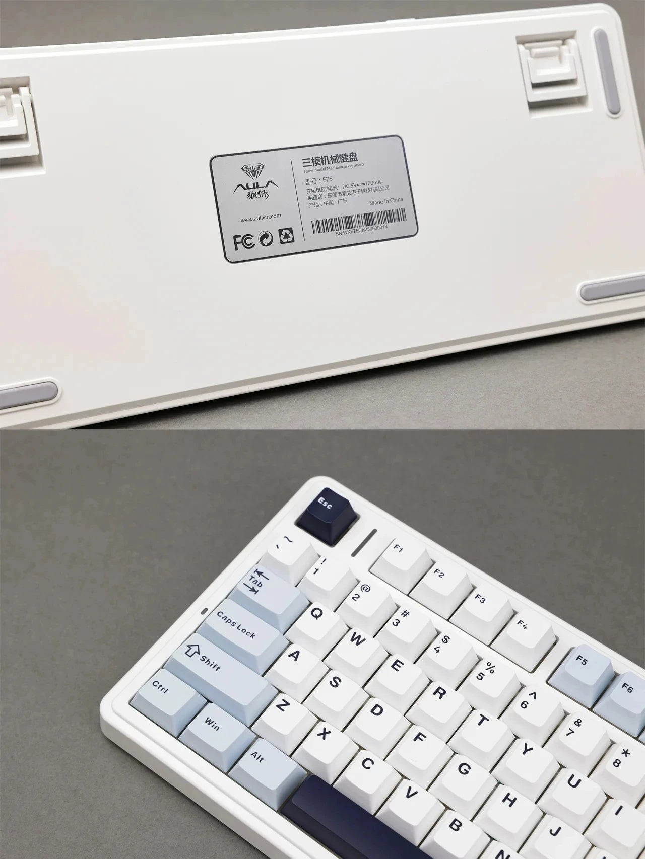 AULA F75 Game Mechanical Keyboard RGB Light 2.4G /BT5.0/Wired Tri-Mode Gasket Structure 75% Customized Gradient Grey Keyboard