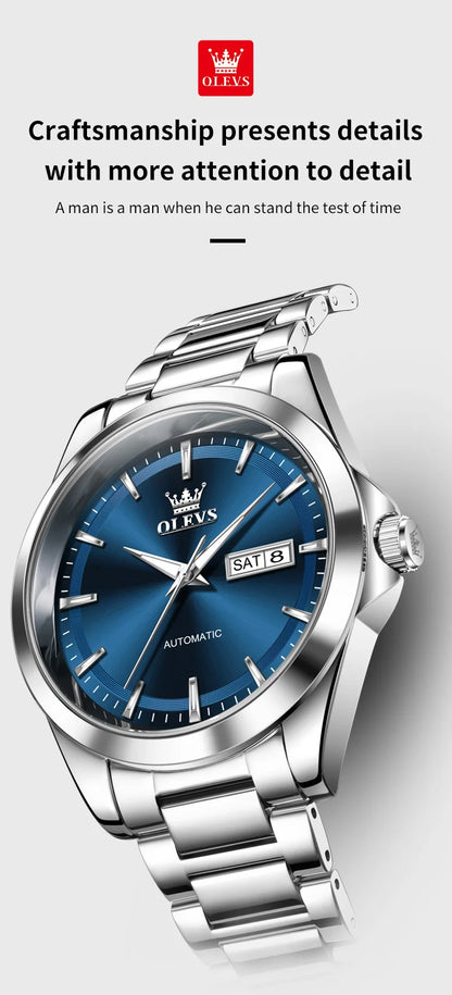OLEVS Watches Man 7090 Luxury Original Automatic Mechanical Watch Waterproof Large Dial Week Date Watches For Man Gifts New