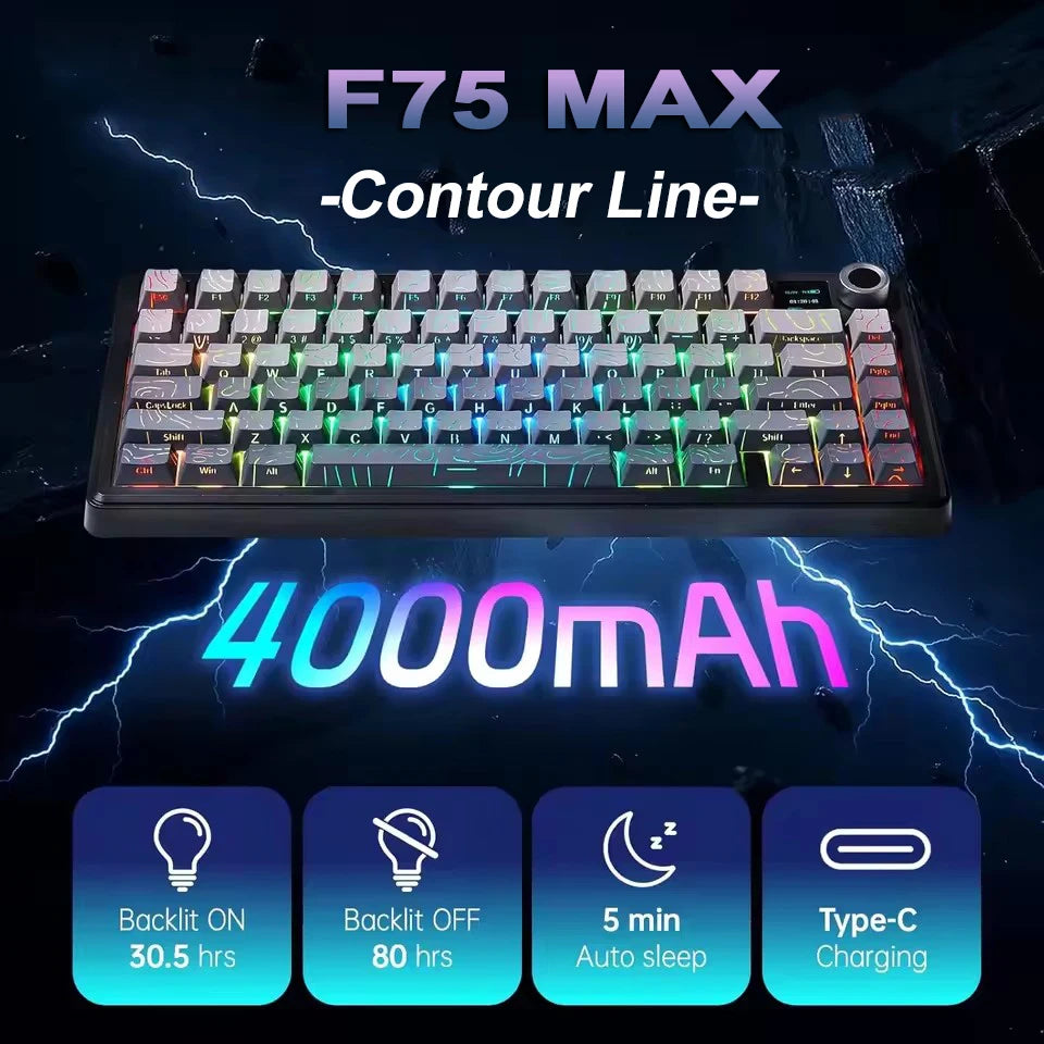 AULA F75/F75 MAX Gaming Mechanical Keyboard 2.4G Wireless/BT/Wired Keyboard 75% 81 Key Hot-Swap RGB Contour Line Office Keyboard