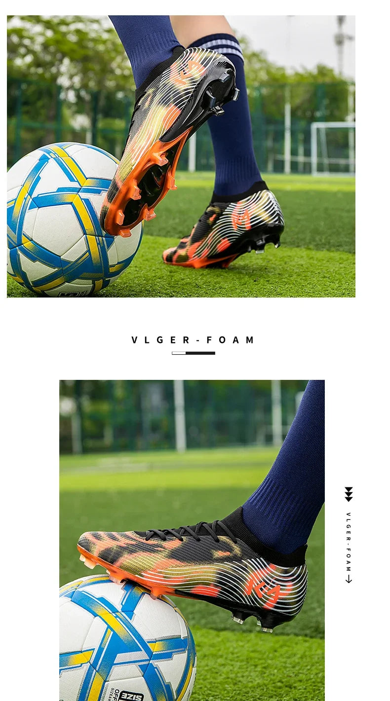 New Men's Soccer Shoes Match Outdoor Sneakers Grass Cleats Hot-selling Football Boots Non-Slip Boys High-quality High-top Light