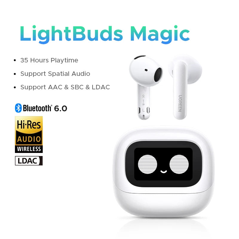 UGREEN ANC Semi-Open TWS Bluetooth 5.3 Earbuds – Adaptive Noise Cancelling LDAC Hi-Res Audio Wireless Earphones with Charging Case