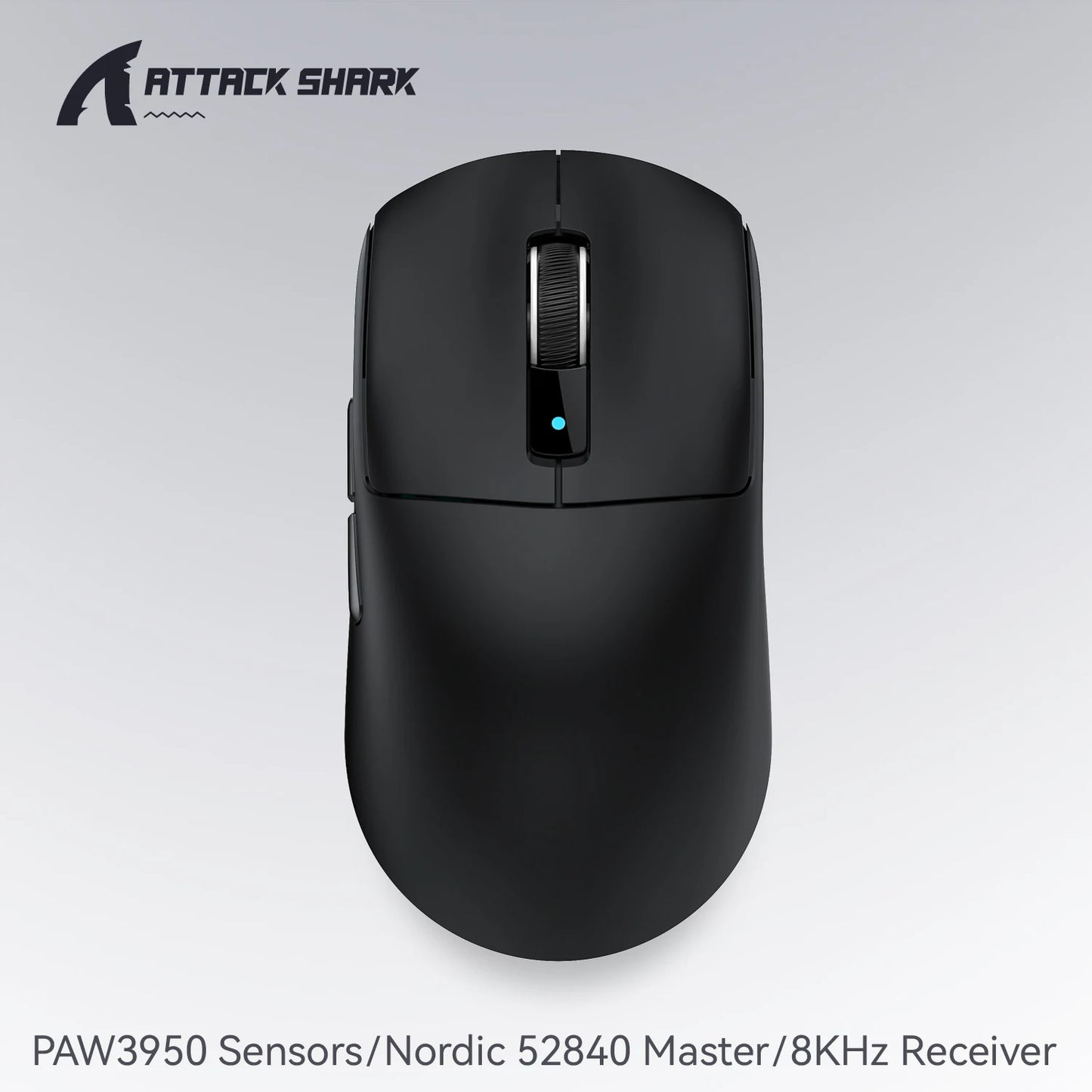 ATTACK SHARK R6 PAW3950MAX langaton pelihiiri, 8Khz päivitystaajuus, ultrakevyt 39g, Nordic 52840 MCU, Omronin optiset mikrokytkimet