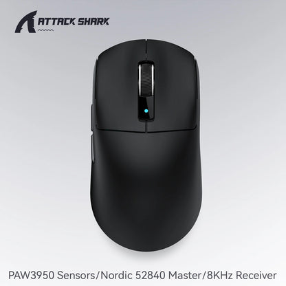 ATTACK SHARK R6 PAW3950MAX langaton pelihiiri, 8Khz päivitystaajuus, ultrakevyt 39g, Nordic 52840 MCU, Omronin optiset mikrokytkimet
