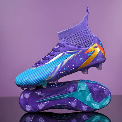 Chaussures de football pour hommes, chaussures de sport, chaussures de futsal à tige haute, chaussures de football de haute qualité pour l'intérieur, antidérapantes, pour l'entraînement en extérieur, crampons ultra-lég