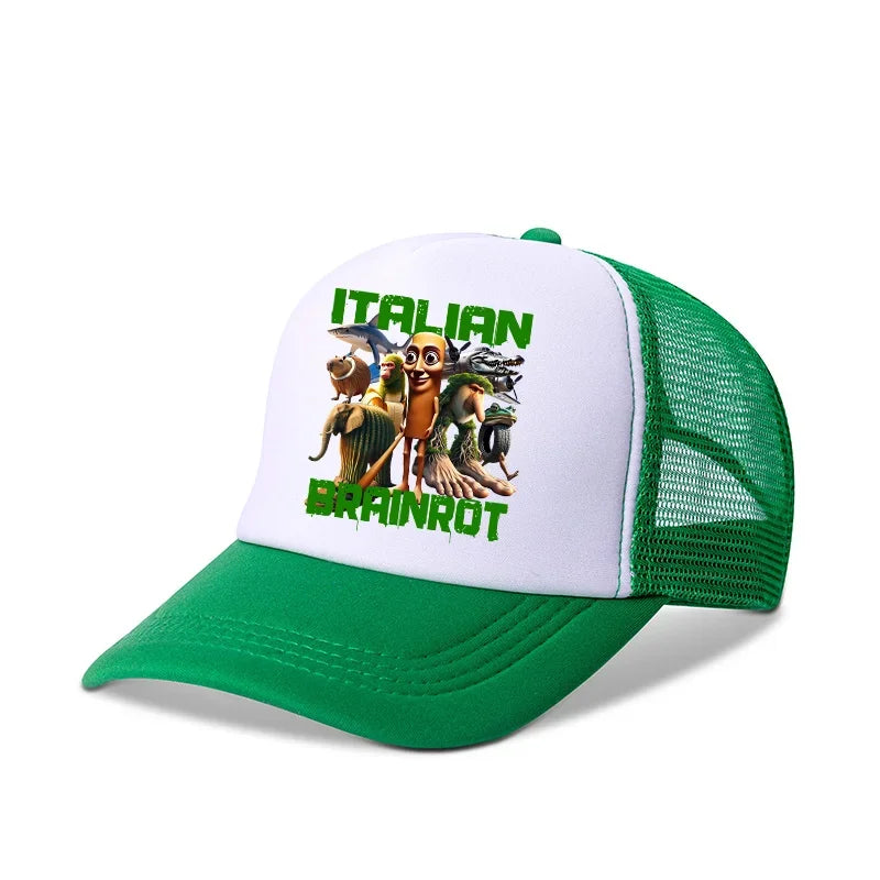 Italian Brainrot Baseball Caps Funny Anime Printed Tung Tungtung Sahur Sunny Hats Summer Adjustable Famliy Headdress Cap Gifts