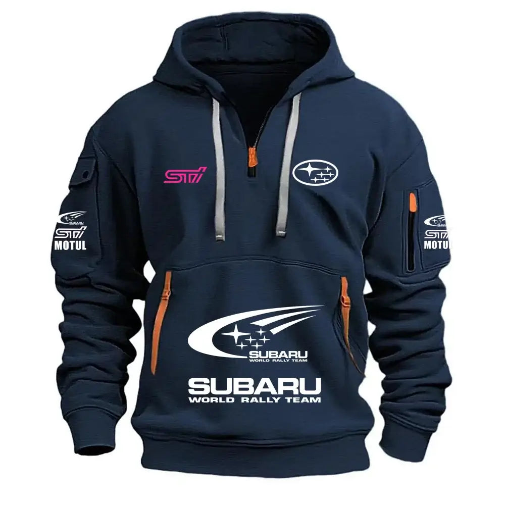 2026 New SUBARU Racing European Size Autumn/Winter Men's Hooded Kangaroo Pocket Hooded Sports Fleece Hoodie Top Coat, Produit gaming premium Fraquane