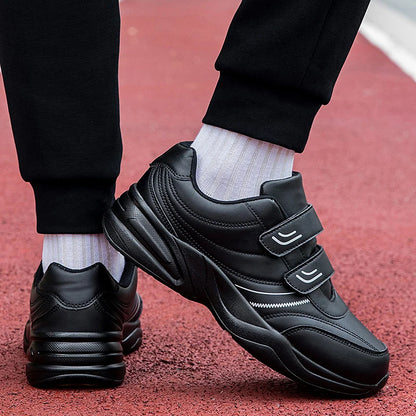 Men's Adjustable Hook and Loop Leather Sneakers Casual Sports Shoes White Sneakers Masculino Zapatillas Deportivas Tenis