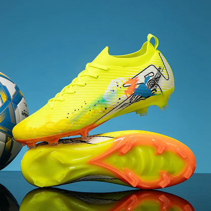 New Men Football Boots Cleats Non-Slip Match Ultralight Soccer FG Training Shoes Soccer Shoes Long Spikes Outdoor Drop Shipping