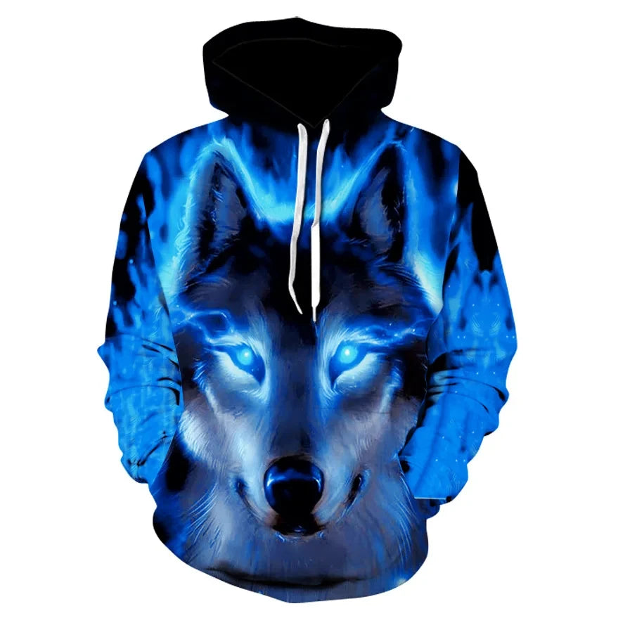 Anime-Sweatshirt mit wildem Wolfskopf, 3D-bedruckter Hoodie für Herren/Damen, modische Harajuku-Kleidung für Kinder und Herren-Mantel