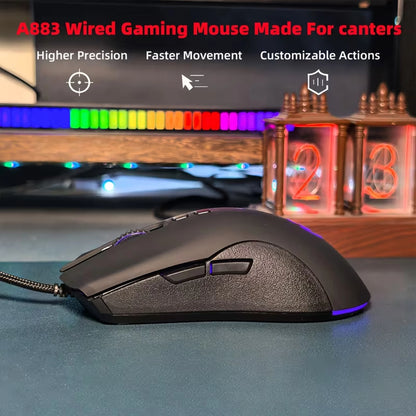 High-End Ergonomic Gaming Mouse, USB Wired Gaming Mouse with 6400 DPI, RGB Breathing LED Lights, Anti-Slip Grip, 7 Programmable Buttons for PC
