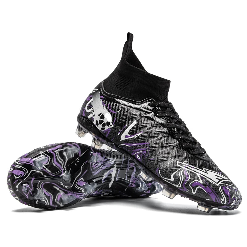 Chaussures de football pour hommes et femmes, crampons antidérapants pour terrain synthétique, baskets de futsal, chaussures de football à crampons pour terrain gazonné, support de cheville, pour l'extérieur