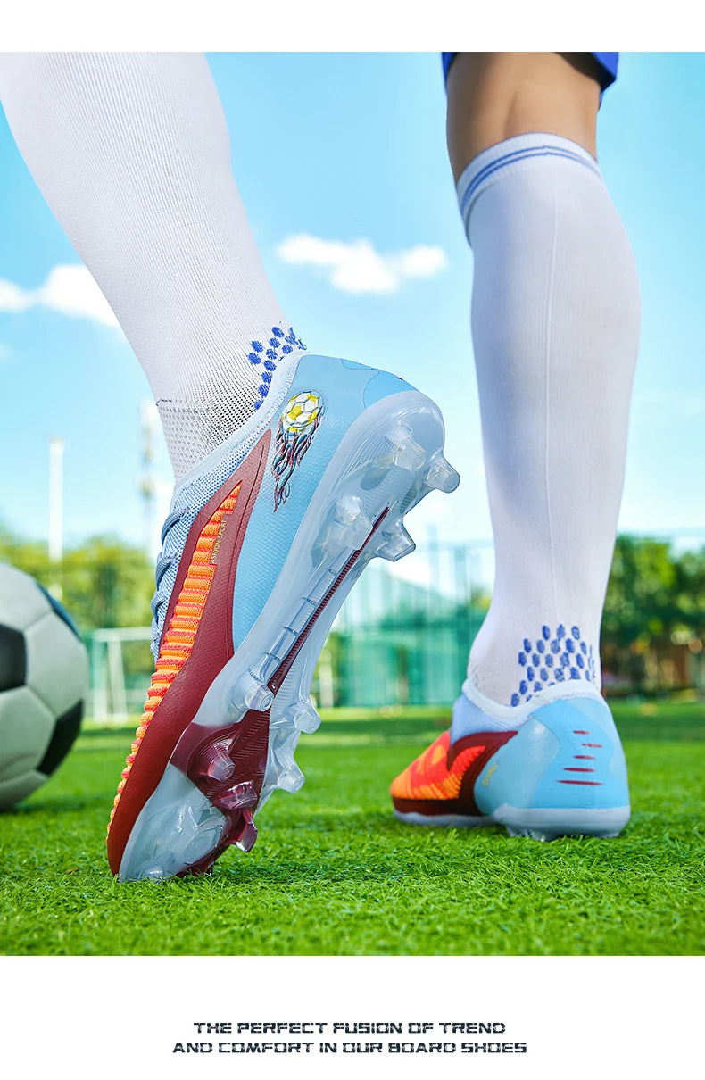 Męskie buty piłkarskie, sportowe buty do piłki nożnej, buty z kolcami do użytku na świeżym powietrzu, dla dorosłych, antypoślizgowe, dla chłopców, z długimi kolcami, treningowe, oddychające, meczowe, wygodne