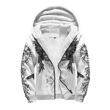 Mjolnir Odin Raven Wolf Tattoo 3D Printed Mens Winter Thicker Zip Hoodie Unisex Casual Hooded Tracksuit Warm Fleece Jacket KD16